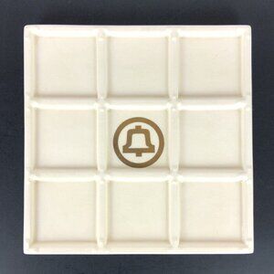 Bell Telephone Ceramic Trivet or Tic Tac Toe Board 1982 Beige Gold Logo Decor